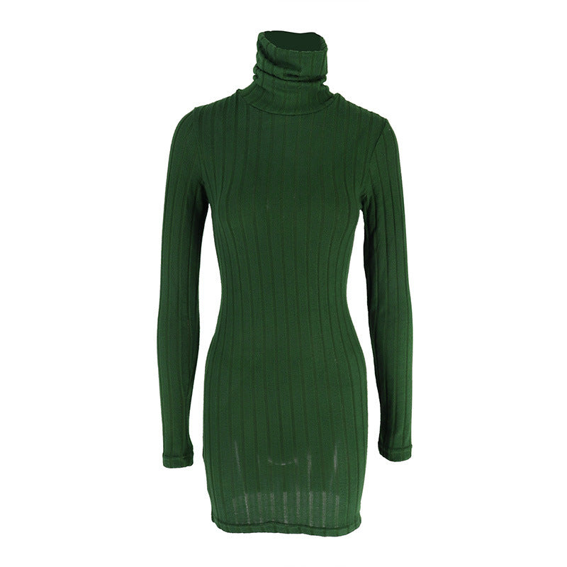 Elegant Women's Polyester Long-Sleeve Round-Neck Bodycon Dress