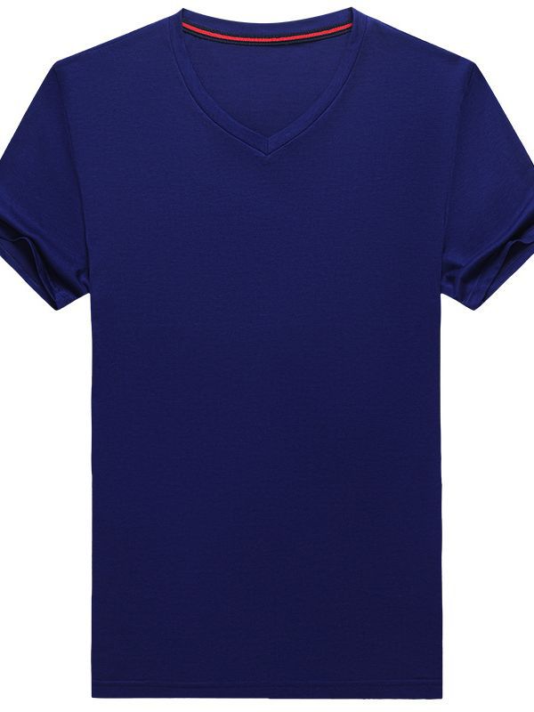T-shirt Men's V-neck Solid Color Casual Short