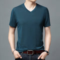 T-shirt Men's V-neck Solid Color Casual Short