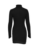 Elegant Women's Polyester Long-Sleeve Round-Neck Bodycon Dress